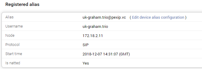 Pexip Infinity detailed registration