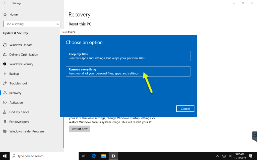 Reset Options