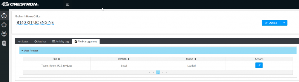 Current User Project on UC Engine