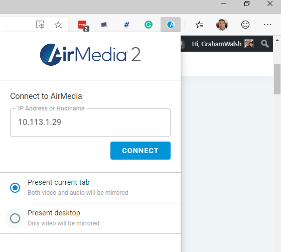 Chrome Extension - Connect to an AirMedia Server